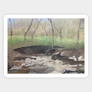 Stream by The Rocky Meadow Oil on Canvas Sticker